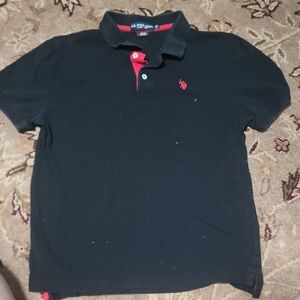 Black Polo Shirt with Red Accents